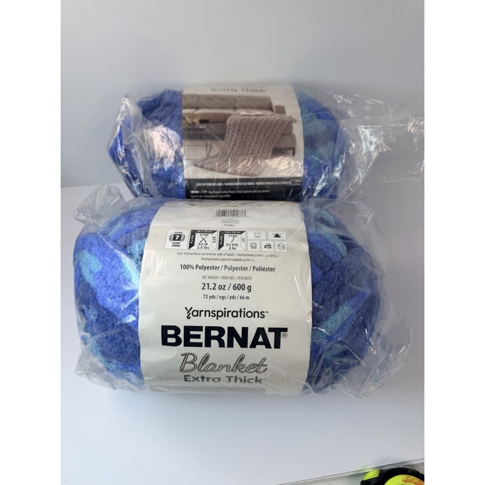 Bernat Big Blanket Extra Thick Yarn 72 Yds Blue Raspberry Lot 2 #2